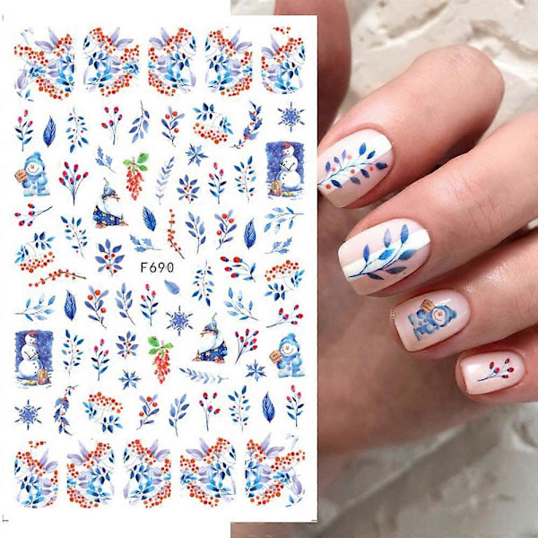 Jul Nagelstickers Nagelkonst 5 Ark Självhäftande Nagelstickers Nageldekoration Nagelkonst Design Manikyr