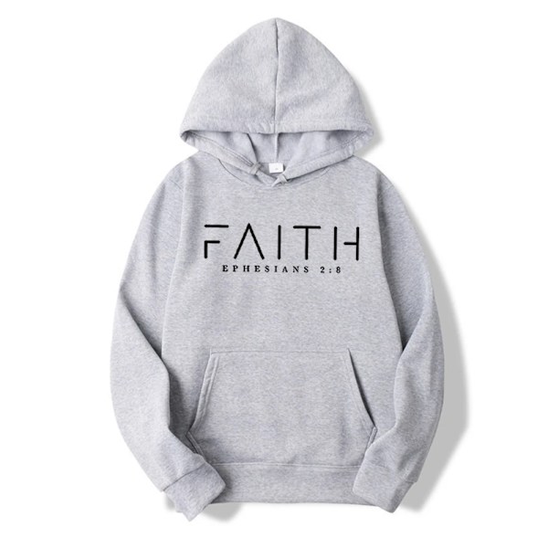 Faith Hoodie Efesierbrevet Bibelvers Huvtröja Kristen Klädsel Kristen Dam Pullover Unisex Trendig Hoodie Gray XXL
