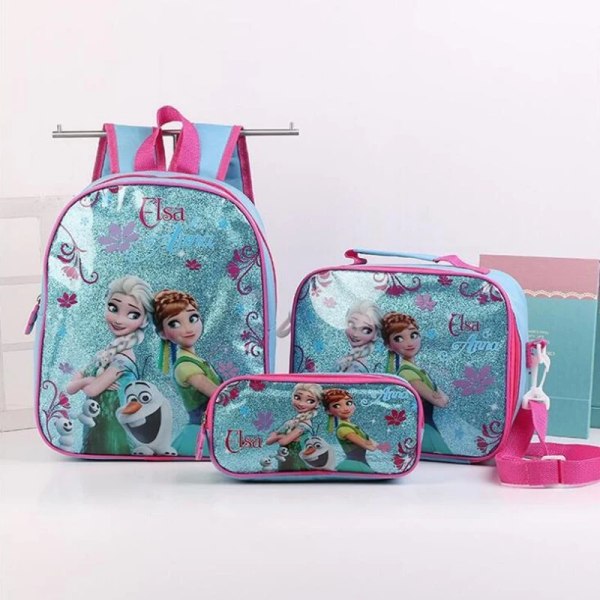 Spider-Man barns skolväska Disney Frozen Elsa Princess Ryggsäck 3 delar/ set Kindergarten Cartoon School Bag only lunch bag8