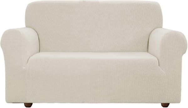 Elastiske Sofatrekk Putetrekk, Stretch Sofatrekk 2-seters Sofatrekk Elfenben 145-185cm
