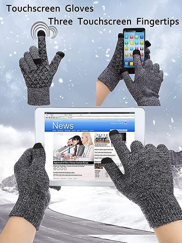 4 Par Vinter Strik Touchscreen Handsker Varme Teksthandsker Elastiske Skridsikre