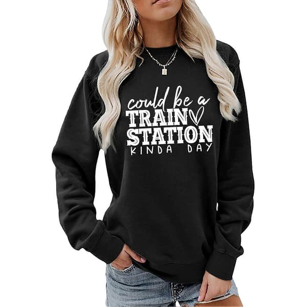 Efterårs- og vintertøj Kunne være en togstation-agtig dag sweatshirt til udendørs dating shopping 2XL