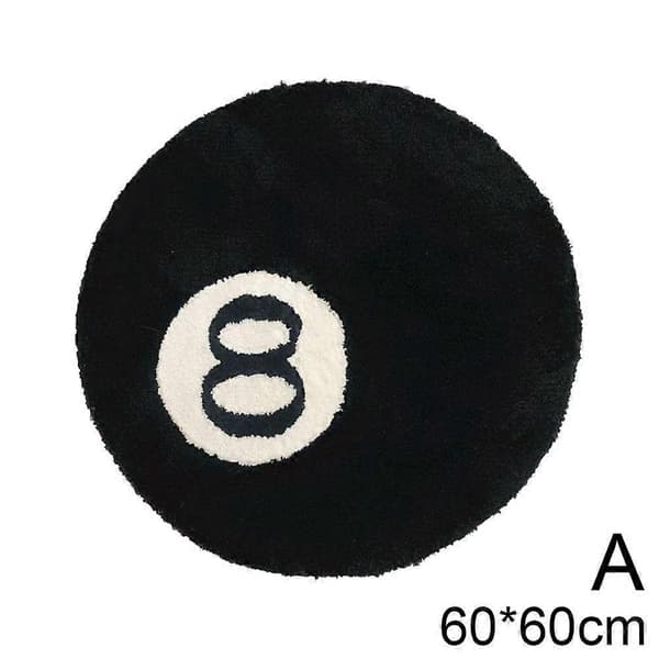 Biljard 8-bollsmatta Rund Tuftad Halkfri Golvmatta Nr.8 Sovrum 80*80cm