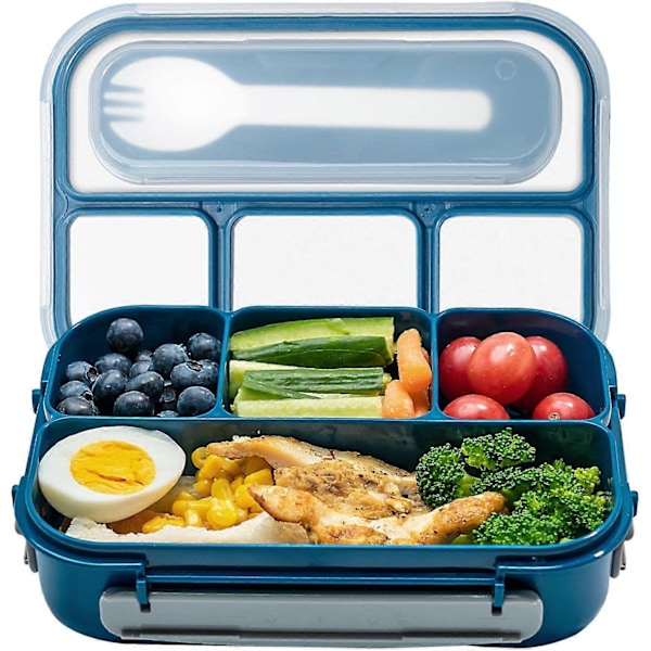 Matlåda 1300ML Bento Matlåda Behållare Inbyggt Bestickset för Vuxna, Läcksäker Matlåda för Picknick, Diskmaskin Mikrovågsugnssäker