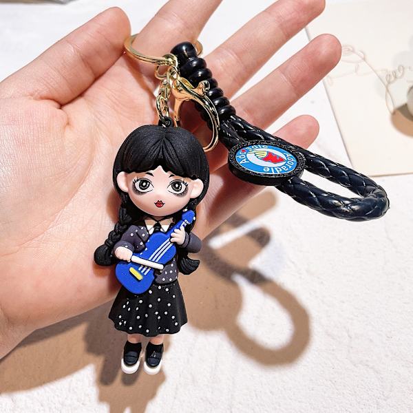 Wednesday Adams Nøglering Dukke Horror Kæledyr Hånddukke Nøglering Tilbehør Taske Vedhæng Dreng Pige Gave 11