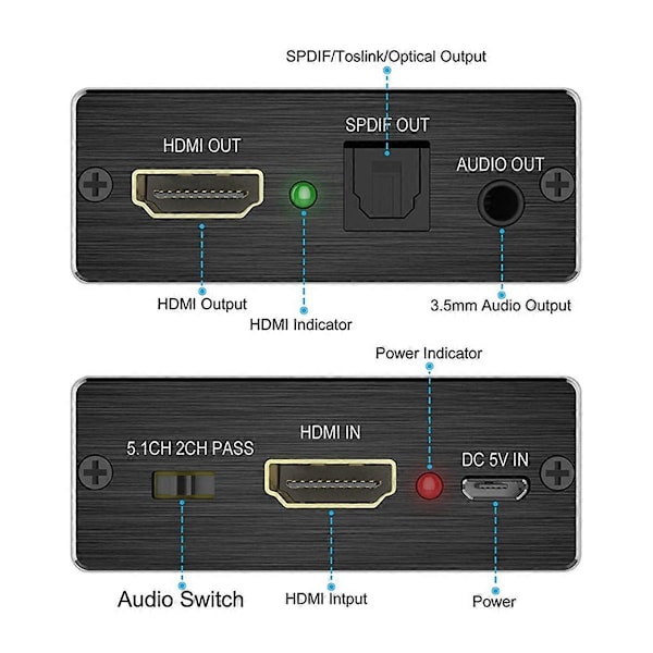 -Yhteensopiva Audio Converter Spdif Audio Extractor Stereo Extractor Optical