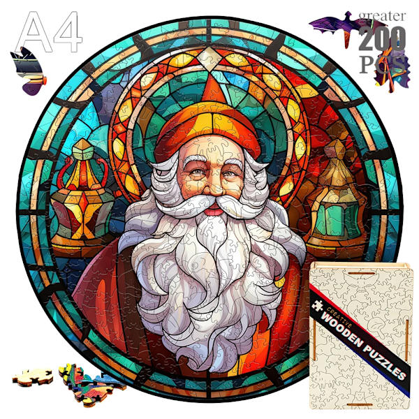 Puiset lelut Montessori Lumimies Joulu Hirvi Puinen Palapeli Puulaatikolla 3D Palapelit Aikuisille Koulutuksellinen YPAN-3541-A4