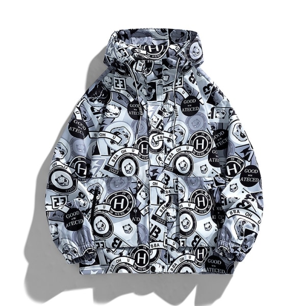 Taktisk høstjakke for menn med glidelås, sweatshirt, utendørs jakke med hette grey 2XL(80-90KG)