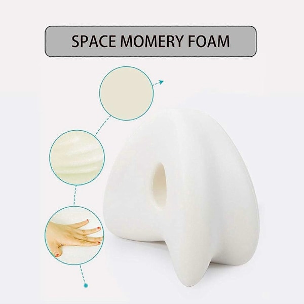 Vit Benkudde för män och kvinnor, i memory foam, för sidosovare, lindring av ischias, benvärk, höft