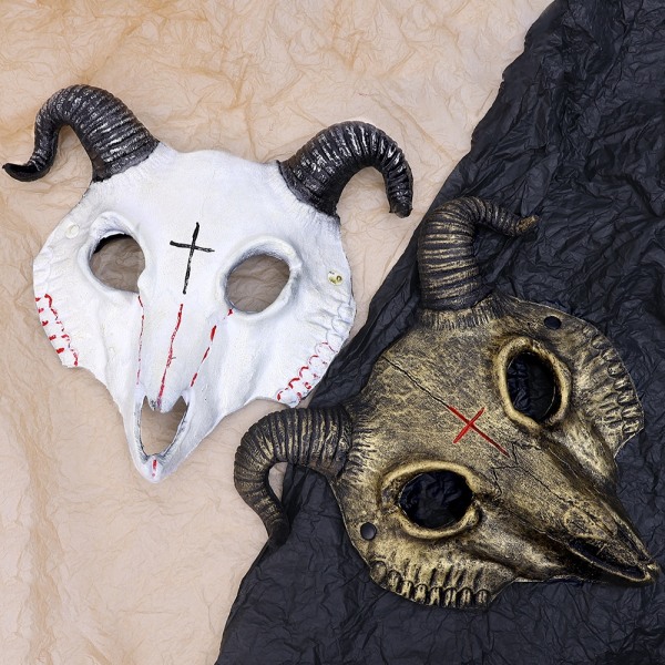 Halloween Skelet Ged Horror Maske Kranie Horror Dæmon Cosplay Dans Karneval Festrekvisitter Black