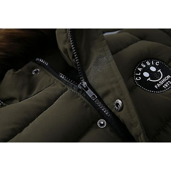Hettejakke for barn Vinter Bomullsjakker Fuskepelskrage Overfrakker Light Green 90cm