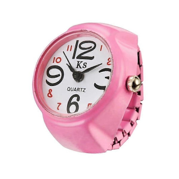 Unisex Ringklocka Kreativ Elastisk Rostfritt Stål Fingerklocka Kvarts Klocka För Män Kvinnor Par (rosa)