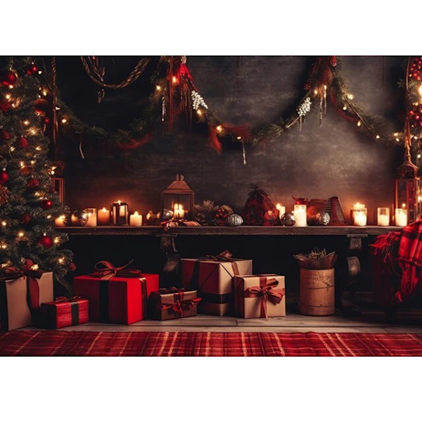 Beenle Julefotografering Bakgrunn Juletre Gave Peis Snøfnugg Familie Selskap Banner Portrett Bakteppe Fotostudio SD-2258 Vinyl 200X150cm