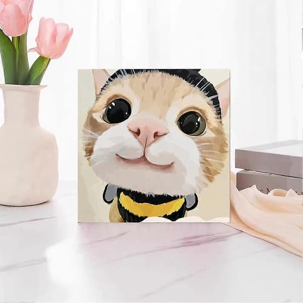 Søde katte DIY Nummer Maleri Sæt Til Voksne Begyndere Olie DIY Maleri T9K1 LA467