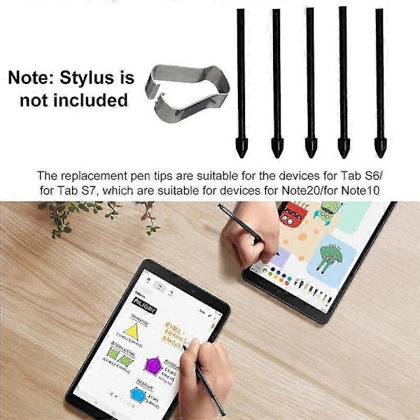 5 stk. Stylus Refill Erstatning Stylus Touch Pen Tipp Erstatningsspiss Galaxy Note20/Note10/Tab S6/Tab S