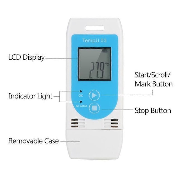 TempU 03 USB Temperatur- och Luftfuktighetsdata Logger Återanvändbar RH TEMP Datalogger Recorder Humiture Recordi