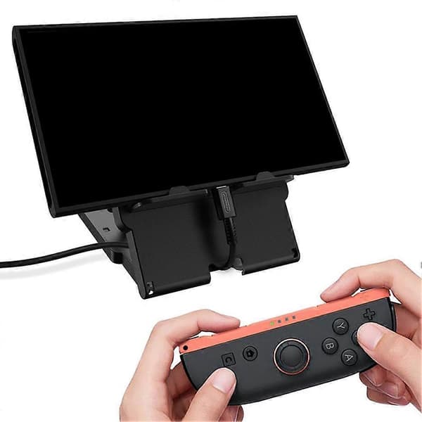 För Switch 2, Switch OLED Steam Deck & ROG Ally Justerbar Vinkel Vikbart Stativ Black