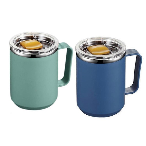 Rustfri stål krus med håndtag 450ml Dobbeltvægget rustfri stål krus Moderne isolerede kopper Metal camping kopper Genanvendelig