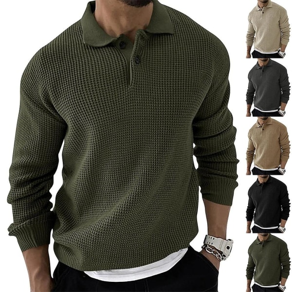 Höst Vinter Herrtröja Stickade Pikétröjor Slag Enfärgad Stickad Pullover Social Streetwear Casual Business Herrkläder Beige L