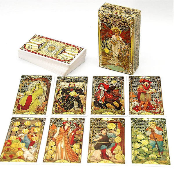Gylne art nouveau tarotkort kortstokk brettspill 1pc table cloth
