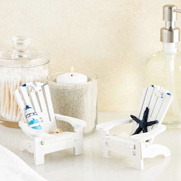 Set med 4 Mini Strandstolar för Badrum, Nautisk Heminredning, Havsdekorationer (4 tum)