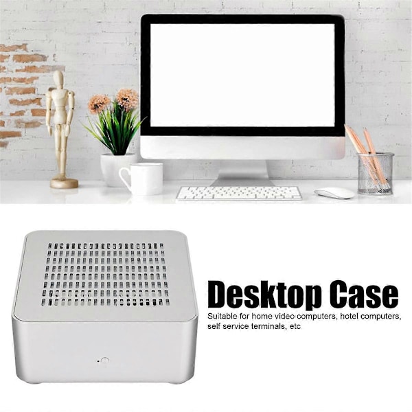 Aluminiumchassi Litet Skrivbordsdatorfodral PSU HTPC Mini-ITX PC-fodral 2 USB 3.0-portar