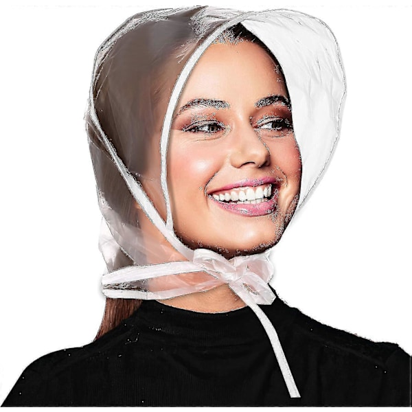6 Stycken Regnbonnet med Skärm Klar Vattentät Regnscarf Skyddar Frisyr Plast Regnhattar För Kvinnor Dam Regnkläder