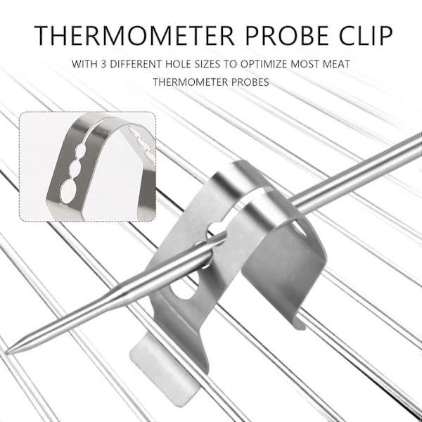 Universal A Style Kødtermometer Probe Clip Holder Temperaturmålinger BBQ Røgeovn Grill, 2