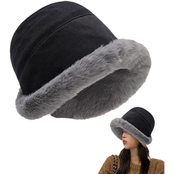 Dam Vinter Bucket Hatt Varm Vindtät Ullpäls Hatt