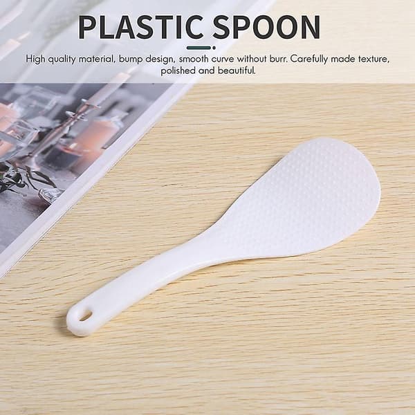 Kök Prickig Vit Plast Platt Ris Skopa Paddel Måltidssked