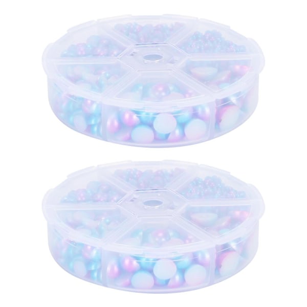2 Esker Gradient Imitasjon Perle Halvsirkelformet Ikke-porøs Flat Bakside Dekorative Tilbehør for Klær DIY (Blå Lilla)