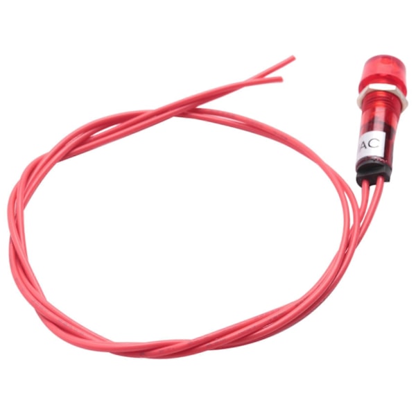 Indikator Pilot Signallampe Rødt Lys AC 250V m/ 2 Ledninger