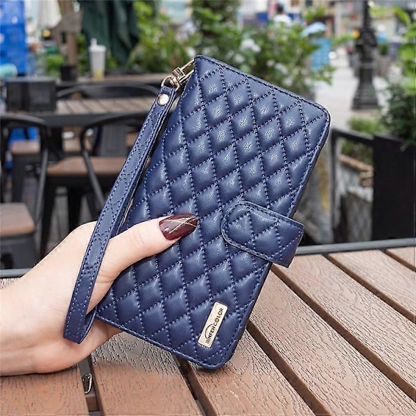 BINFEN COLOR Kompatibel med Samsung Galaxy A32 4G (EU Version) BF Style-15 Rombmönster Präglat Skyddsfodral med Dragkedja P Blue