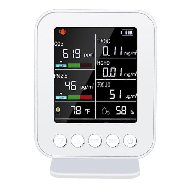 Luftkvalitetsmätare PM2.5 PM10 Kolmonoxid Koldioxid TVOC HCHO Testare TFT Koldioxiddetektering