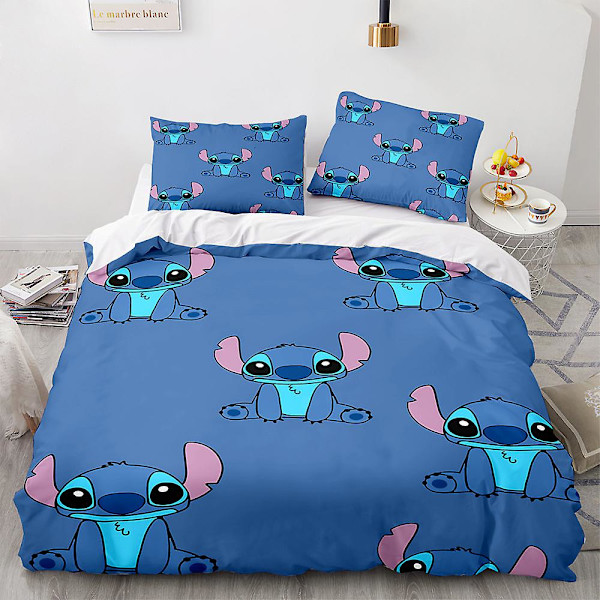 Stitch 3D-printet sengesett dynetrekk putetrekk barn gave farge 14 US TWIN 173x218cm
