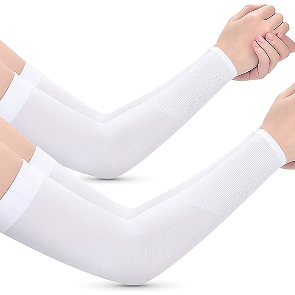 UV Solskydd Kompression Arm Sleeves Tatuering Skydd Kylande Atletiska Sport Sleeveswhite