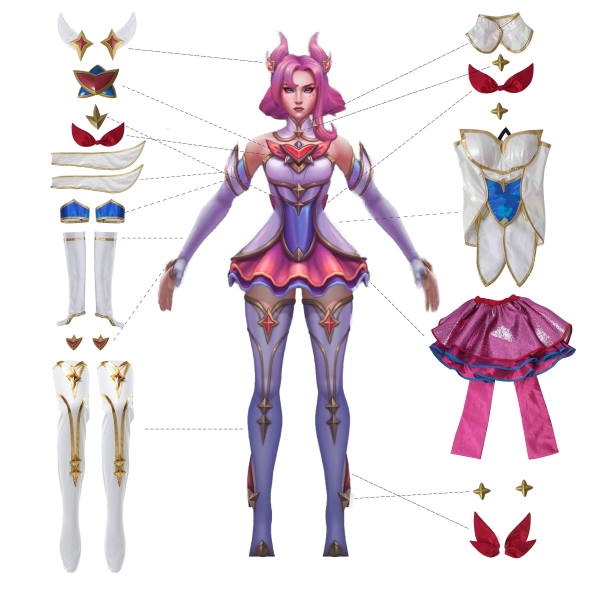 Lol Star Guardian Kaisa Cosplay Kostym Spel Lol Kaisa Cosplay Character Kostym Outfit Fullset För Kvinnor Halloween Cos Skirt set XL