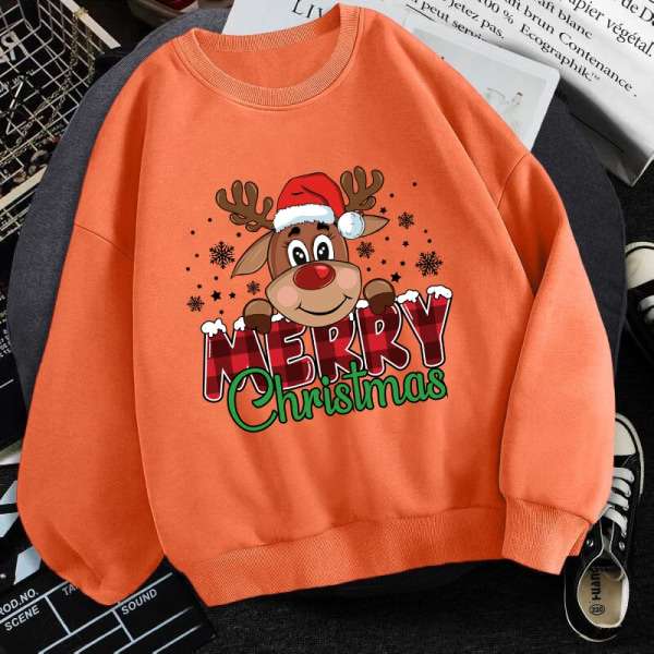 (Premium collegepaita)Söpö Merry Christmas Print Naisten Syksy Talvi Ihana Fleece Pitkähihainen Miesten Casual Pyöreä Pääntie Black XL