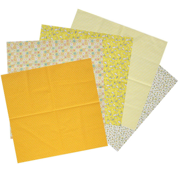 2 Set Bomullstyg Enfärgad Vävd Trycktyg DIY Sömnad Quiltning PatchWork 5 Färger 50x50cm (Gul)