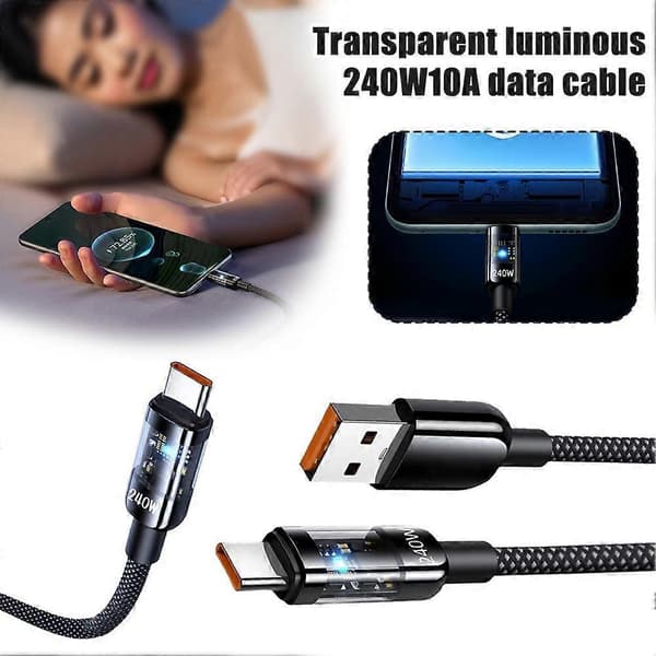 240W USB Typ C-kabel Snabbladdningskabel för bärbar dator 25cm