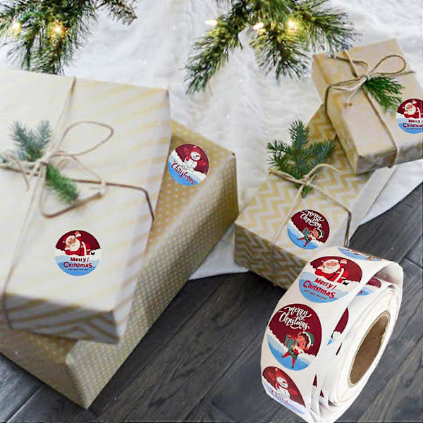 Julemerker klistremerker Julemerkelapper God Jul merkelapper runde selvklebende julemerker