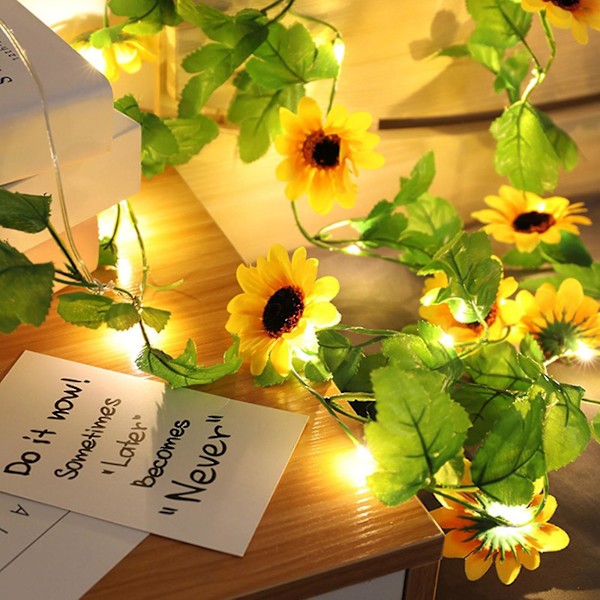 Juhlakoristeet Äitienpäivä Kaunis Auringonkukka Hanato 20 Led Koristevalosarja Q