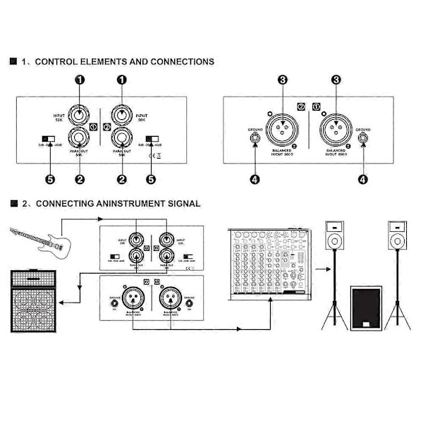 DI-2 Audio Isolator Passiv Audio DI Boks Audio Støjreduktion Guitar Isolator Modstand Anti-Støj