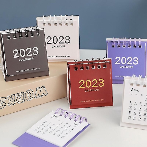 2023 Kalender Minimalistisk Dekorativ Selvstående Lett Sidevending Fleksibel Daglig Plan Solid Farge Juli 2022 Til Desember 2023 Skrivebordskalender F