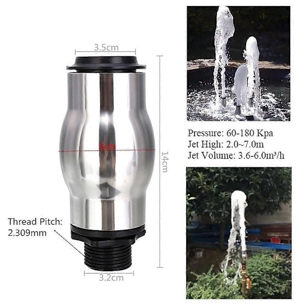 Ruostumattomasta teräksestä valmistettu vaahtoava suihkulähdesuutin vesiurheiluun lampi suihkupää sprinkler DN25