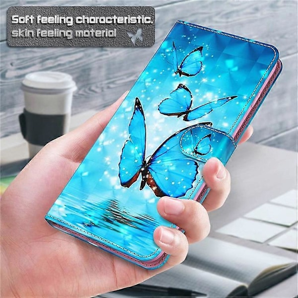 Kompatibelt för Xiaomi Redmi Note 13 4G Mobilskal 3D Mönstertryck Läder Flipfodral med Handrem