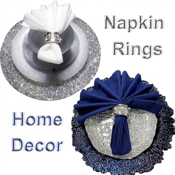12 stk. Krystallglass Serviettringholder, Glam Knuste Diamant Borddekorasjoner Bling Serviett