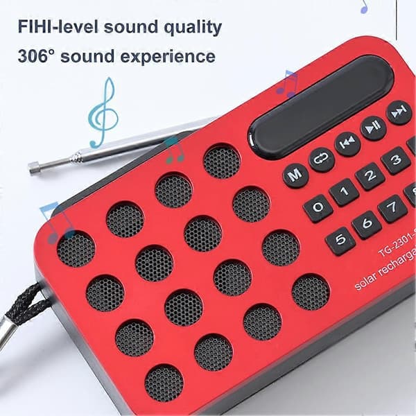 Mini bärbar fickradio med solcellsladdning och trådlösa högtalare som stöder USB Black