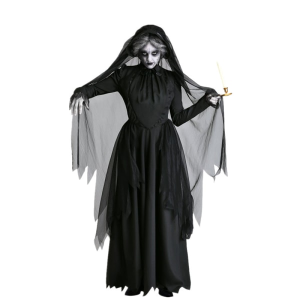 Halloween cosplay kostym vuxen skräck spöke brud mörk vampyr häxa scen kostym black M