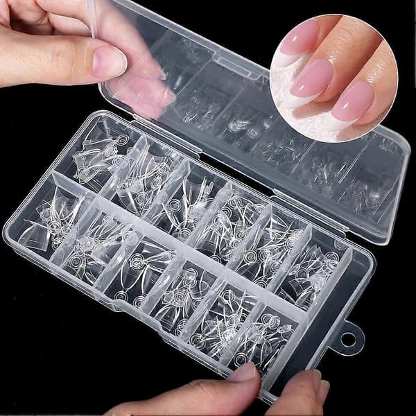 120 Half-Cover Almond Nails, Matte Pre-Acrylic Tips, Extra Short Halvfrostad kort spets